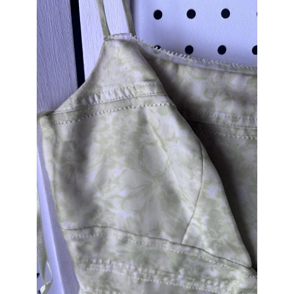 LOFT Women's 6 Light Green Floral Silk Sundress Square‎ Neck Strappy Lined